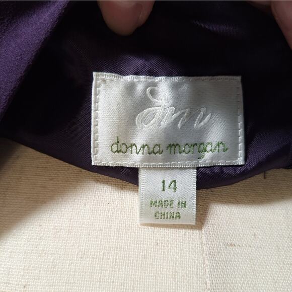 NWT $240 Donna Morgan Purple Silk Cocktail Dress, 14, Sleeveless with Pleating - Picture 5 of 8
